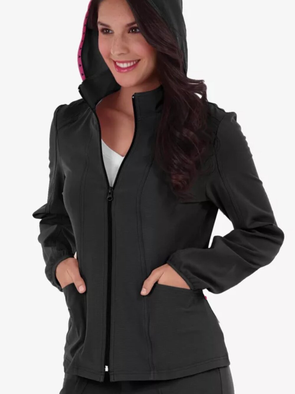 HeartSoul Break On Through Women's Hoodie Warm Up Solid Scrub Jacket